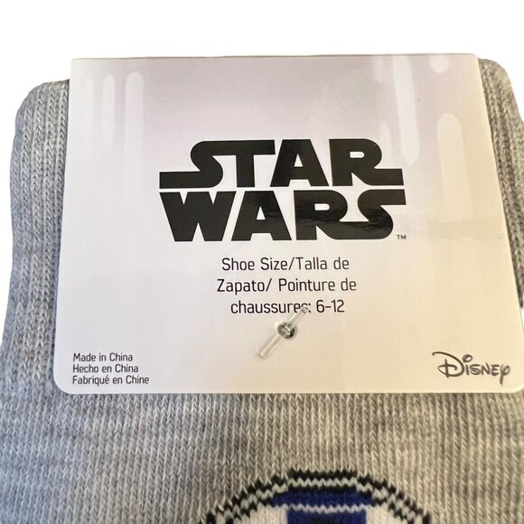 NWT Star Wars Socks Men's Large Obi-Wan Chewbaccca R2D2 Novelty Gift Gray - Picture 7 of 8